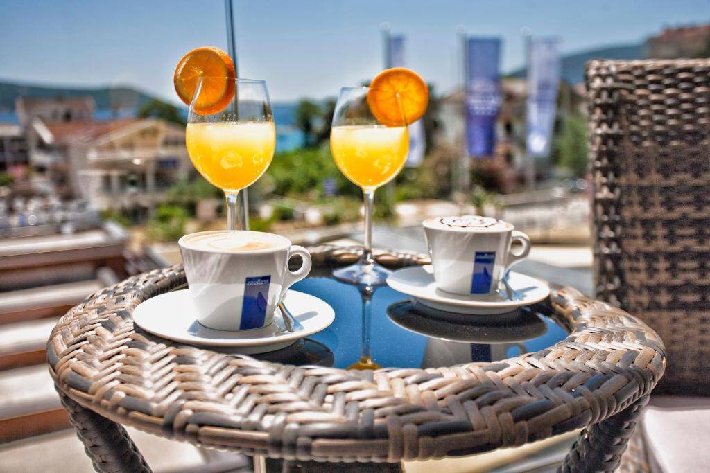 Drinks served on the hotel terrace